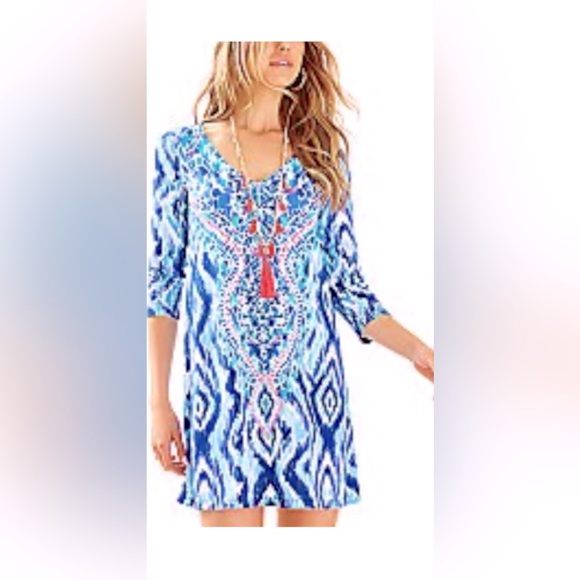 Lilly Pulitzer Ophelia Blue Swish Skipped a Beach Engineered Swing Dress Size S - Picture 4 of 4